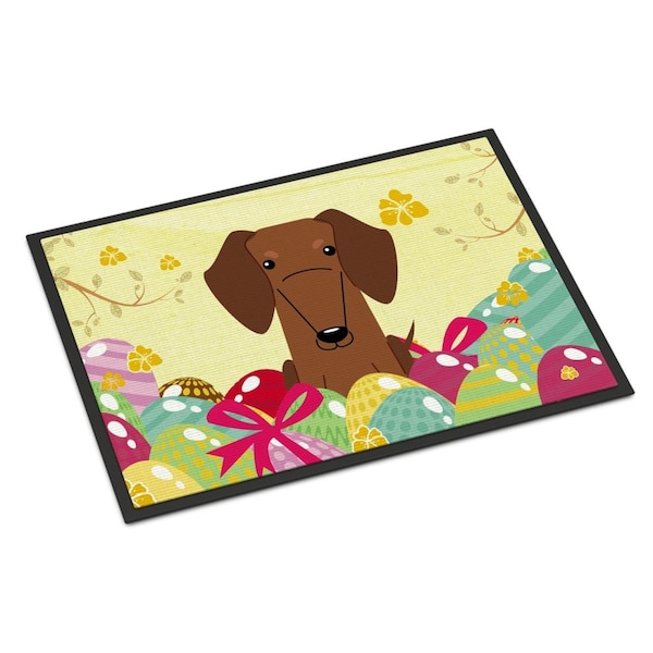Carolines Treasures 24 x 36 in. Easter Eggs Dachshund Red Brown Indoor or Outdoor Mat BB6130JMAT - main